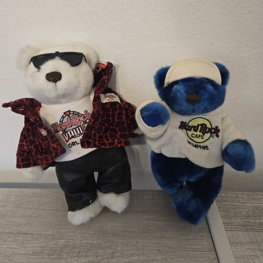 Hard Rock Cafe Orlando Vault Plush Teddy Bear & Blue Bear Memphis